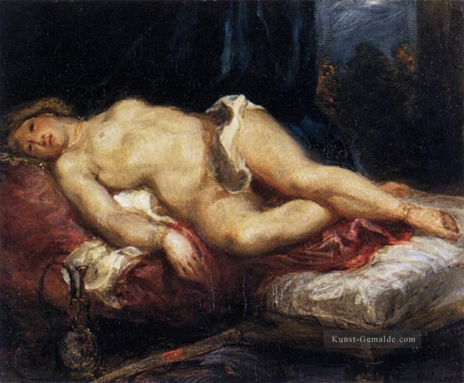 Odalisque Reclining auf einem Divan romantische Eugene Delacroix Ölgemälde